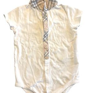 12 month old Onesie - Authentic Burberyy White bodysuit with Burberry details
